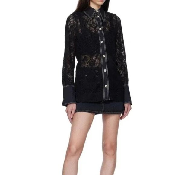 Ganni Lace Shirt- Black - Picture 3 of 10